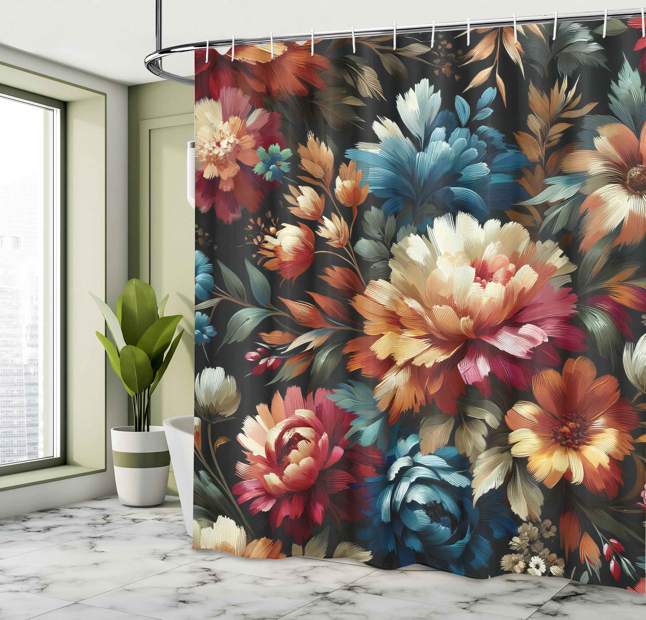 Ambesonne Floral Shower Curtain, Springtime Scene Of Aquarelle Look Garden Scene Flowers Leafy Atmosphere, Cloth Fabric Bathroom